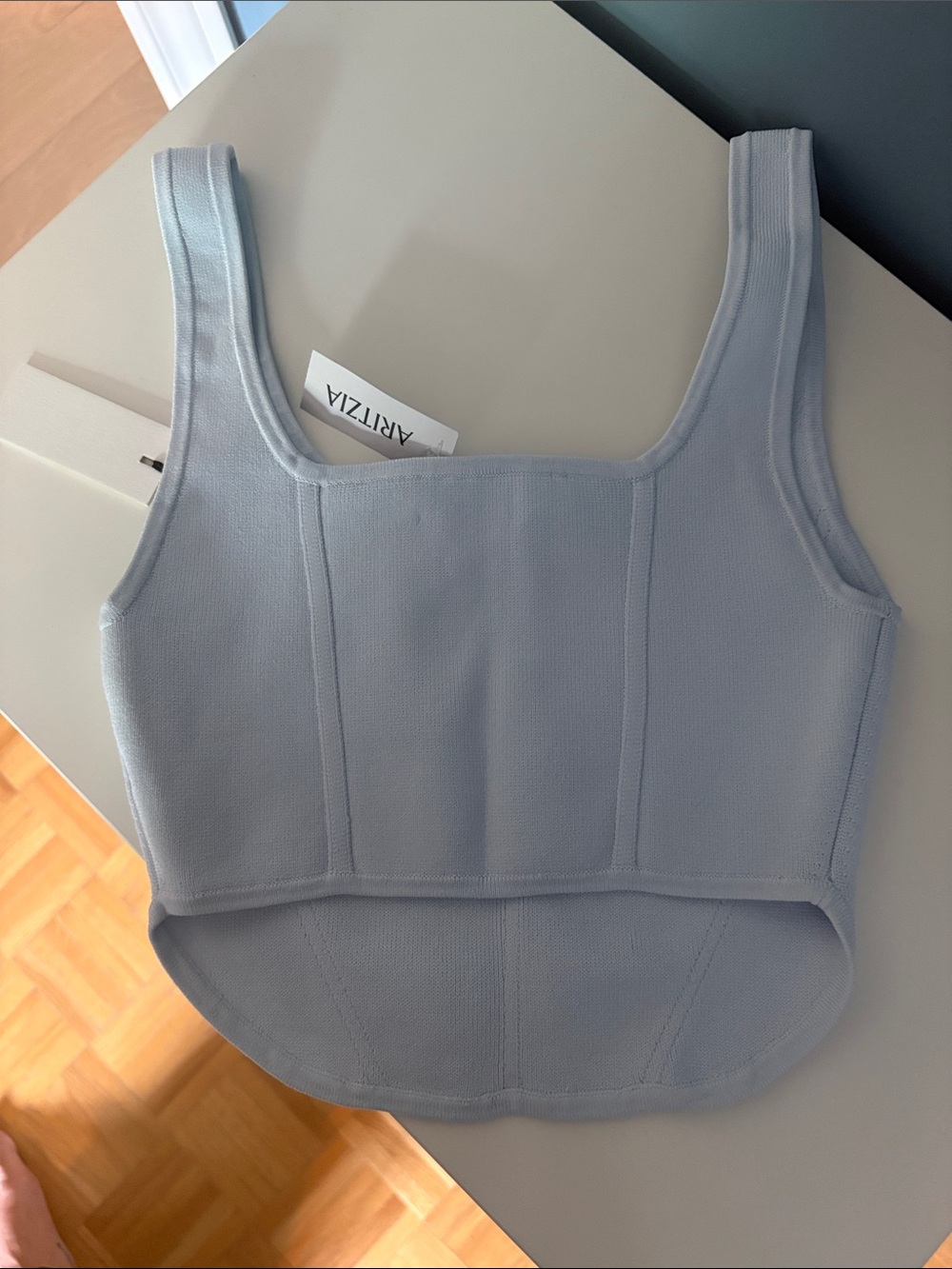 Babaton Sculpt Knit Light Blue Tank Top - Picture 2 of 2
